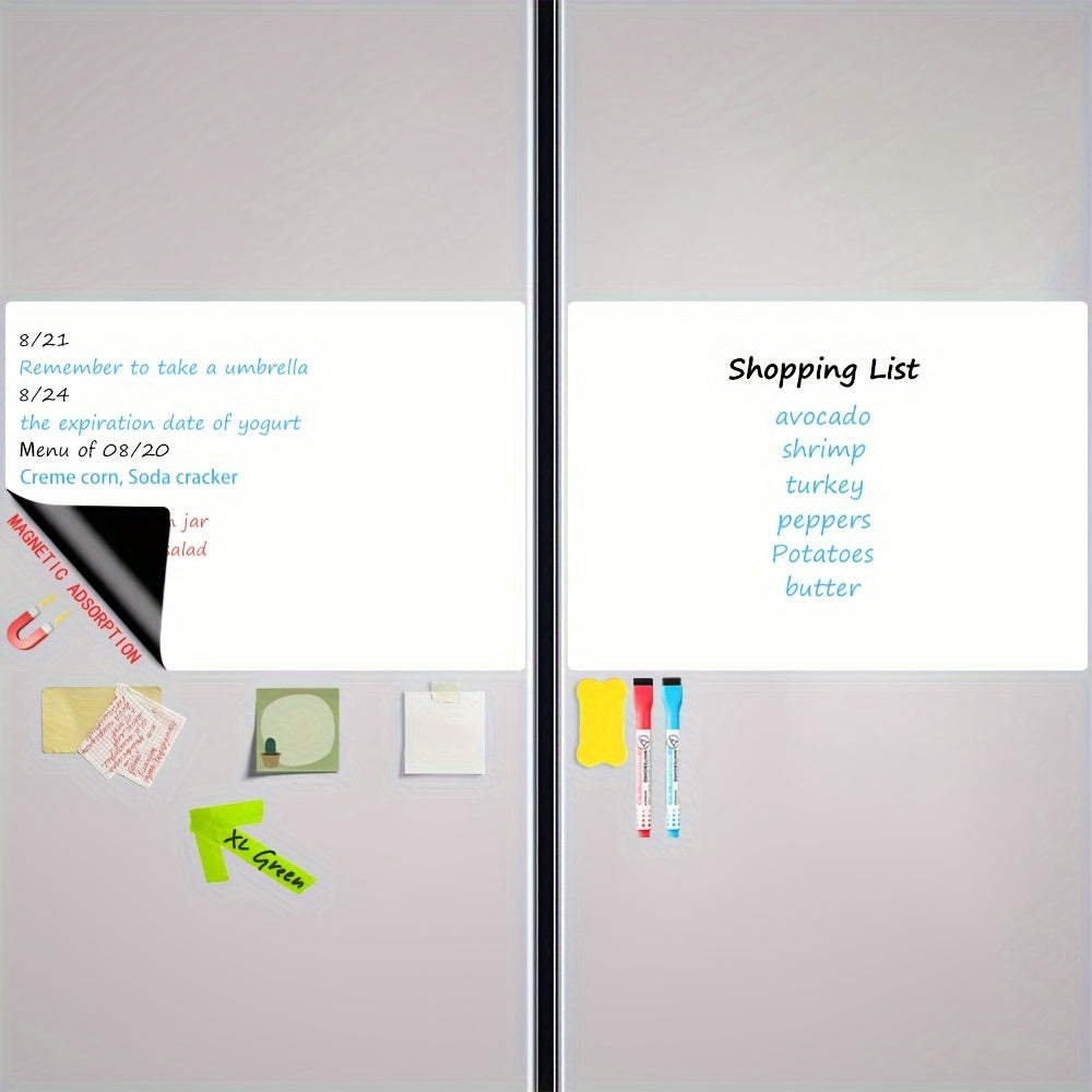 2 Refrigerator Magnetic Dry Erase Pads - Erasable Magnetic Whiteboard, 2 Marker Pens And 1 Eraser Flexible Magnetic Blank Notebook, Suitable For Home Kitchen Shelf Storage And Office Use