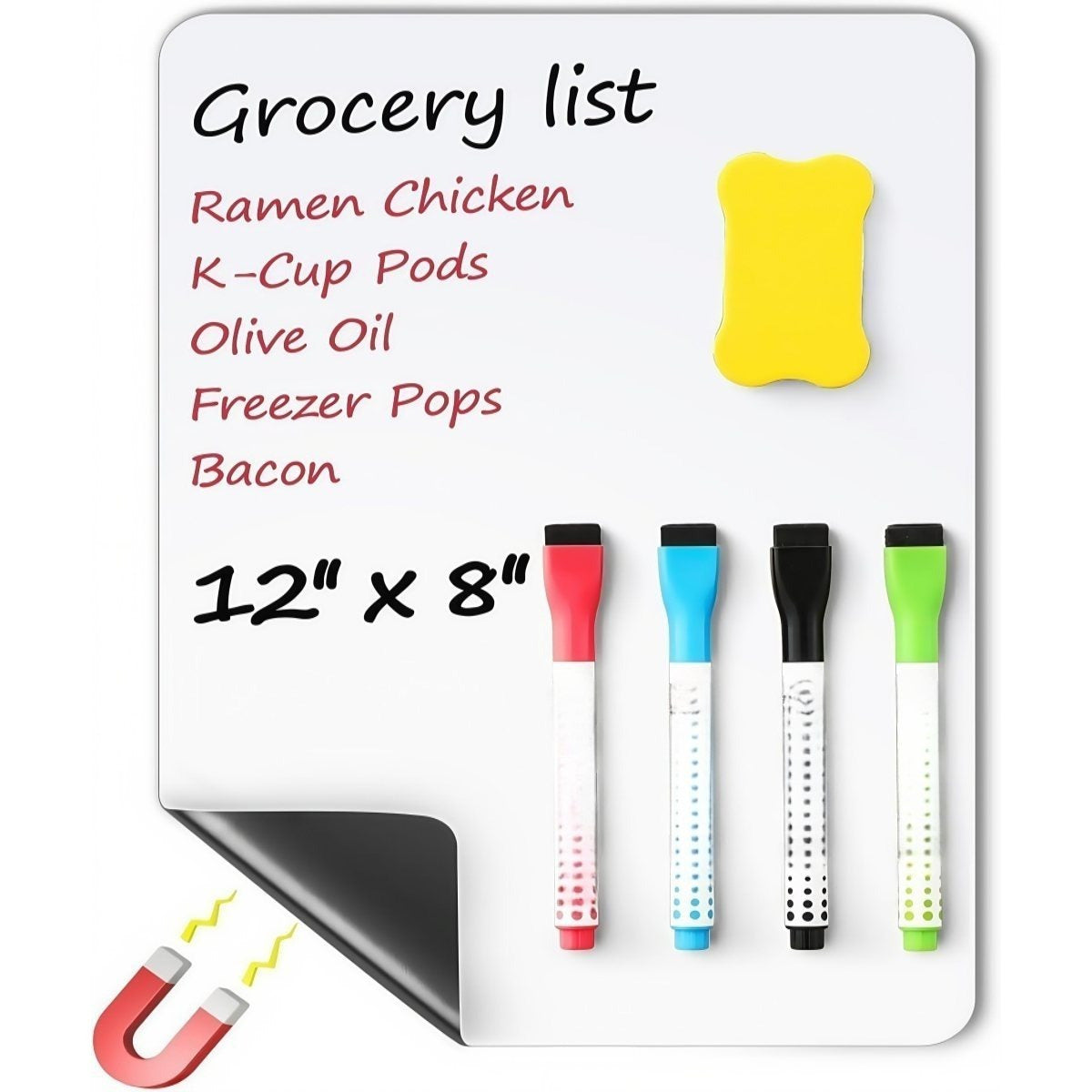1 Pack Magnetic Dry Erase Board Sheet for Fridge with Stain Resistant Technology, Shopping List Notice Board,12\