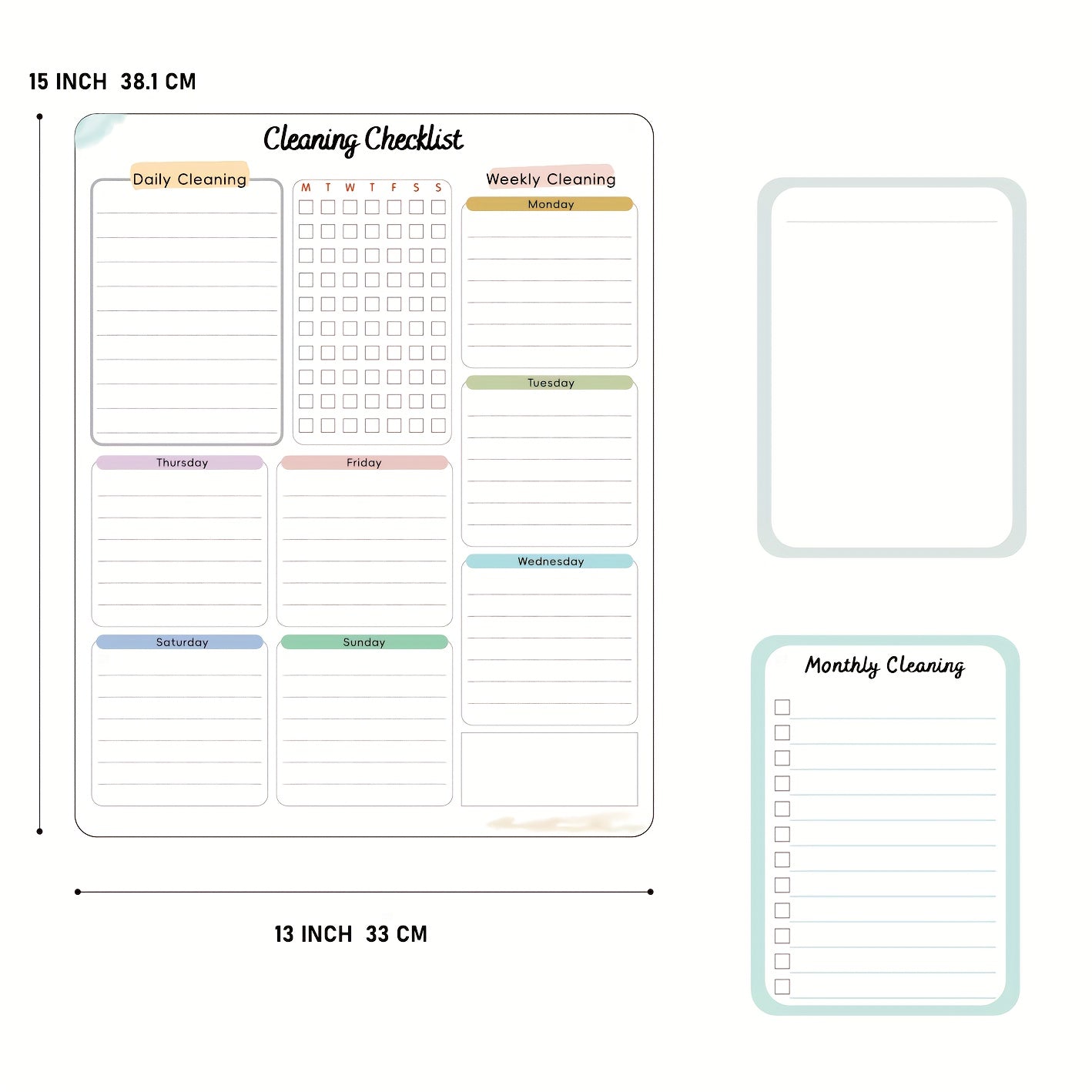 Cleaning Checklist Dry Erase Magnetic Whiteboard For Refrigerator | Daily, Weekly And Monthly Cleaning Chores Planner| Cleaning List Schedule For Adults