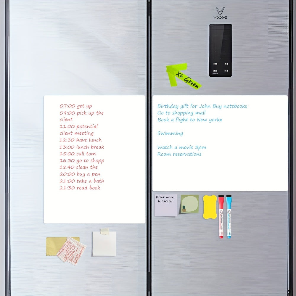 2 Refrigerator Magnetic Dry Erase Pads - Erasable Magnetic Whiteboard, 2 Marker Pens And 1 Eraser Flexible Magnetic Blank Notebook, Suitable For Home Kitchen Shelf Storage And Office Use