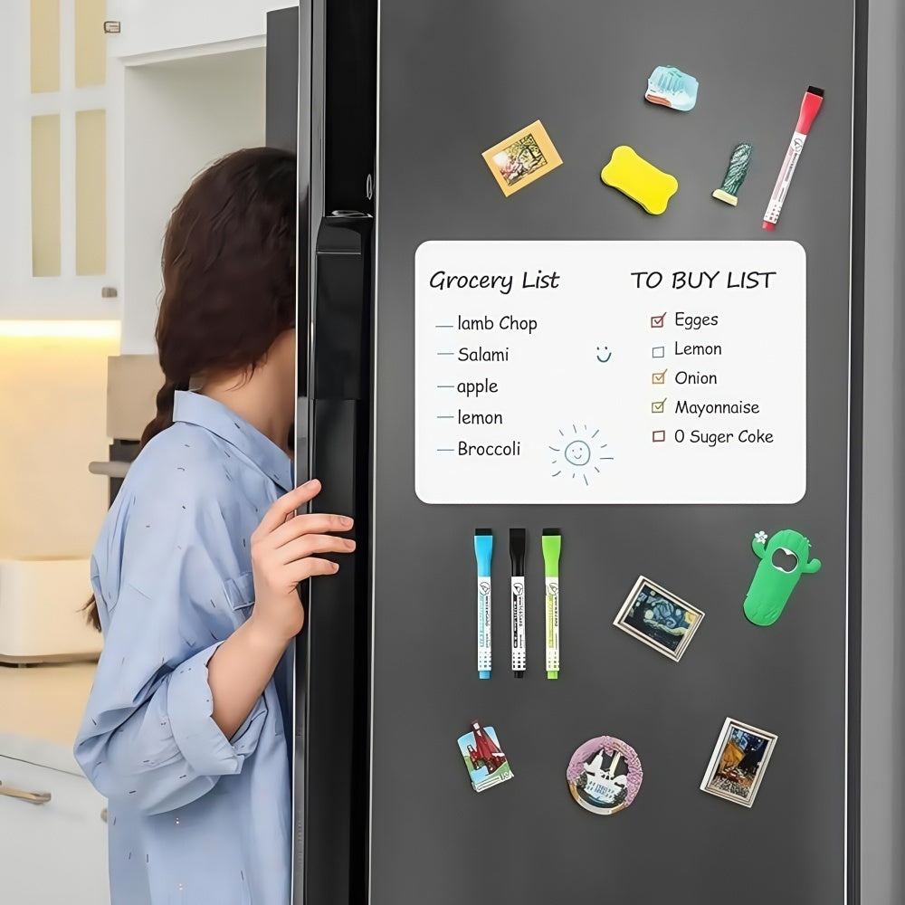 1 Pack Magnetic Dry Erase Board Sheet for Fridge with Stain Resistant Technology, Shopping List Notice Board,12\