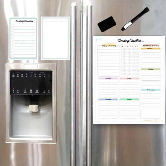 Cleaning Checklist Dry Erase Magnetic Whiteboard For Refrigerator | Daily, Weekly And Monthly Cleaning Chores Planner| Cleaning List Schedule For Adults