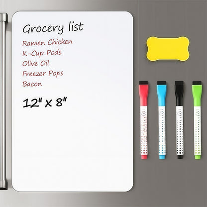 1 Pack Magnetic Dry Erase Board Sheet for Fridge with Stain Resistant Technology, Shopping List Notice Board,12\