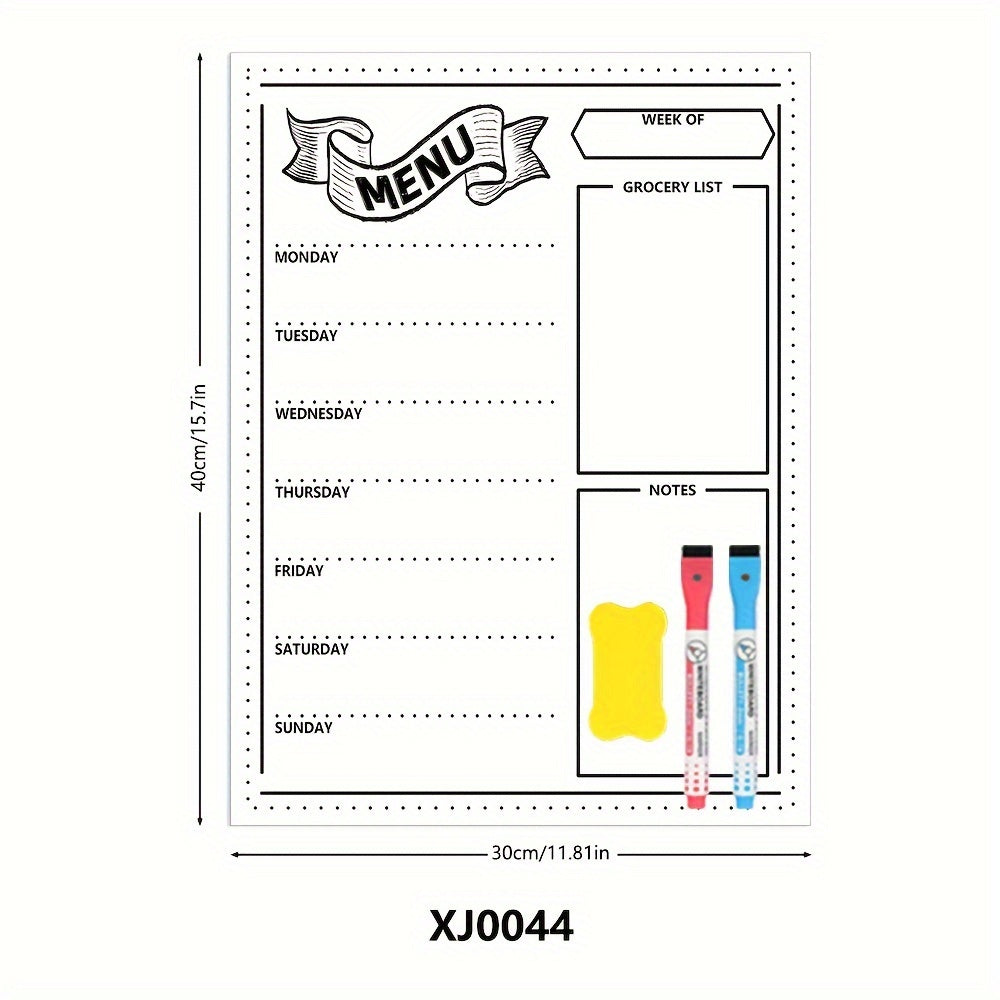 Refrigerator Magnetic Dry Wipe Menu Board With 2 Marker Pens And Large Eraser, Refrigerator Magnetic Dining Schedule 15.7 \