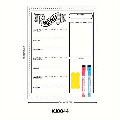 Refrigerator Magnetic Dry Wipe Menu Board With 2 Marker Pens And Large Eraser, Refrigerator Magnetic Dining Schedule 15.7 \