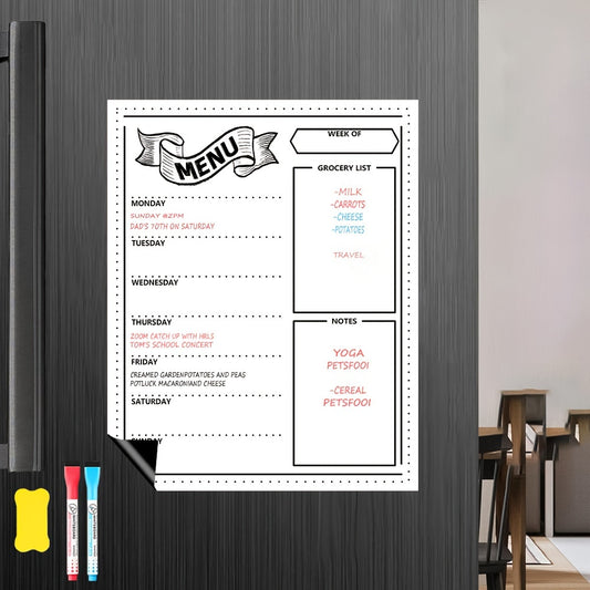 Refrigerator Magnetic Dry Wipe Menu Board With 2 Marker Pens And Large Eraser, Refrigerator Magnetic Dining Schedule 15.7 \