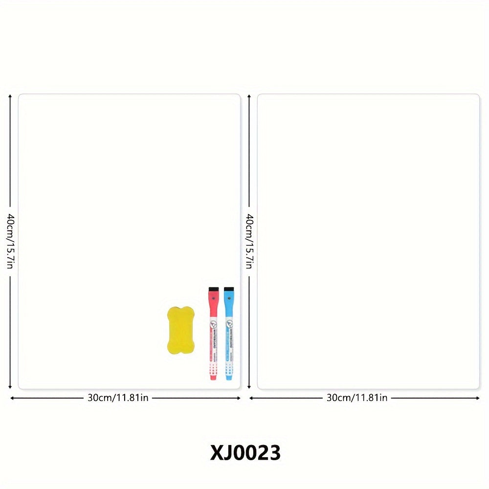 2 Refrigerator Magnetic Dry Erase Pads - Erasable Magnetic Whiteboard, 2 Marker Pens And 1 Eraser Flexible Magnetic Blank Notebook, Suitable For Home Kitchen Shelf Storage And Office Use