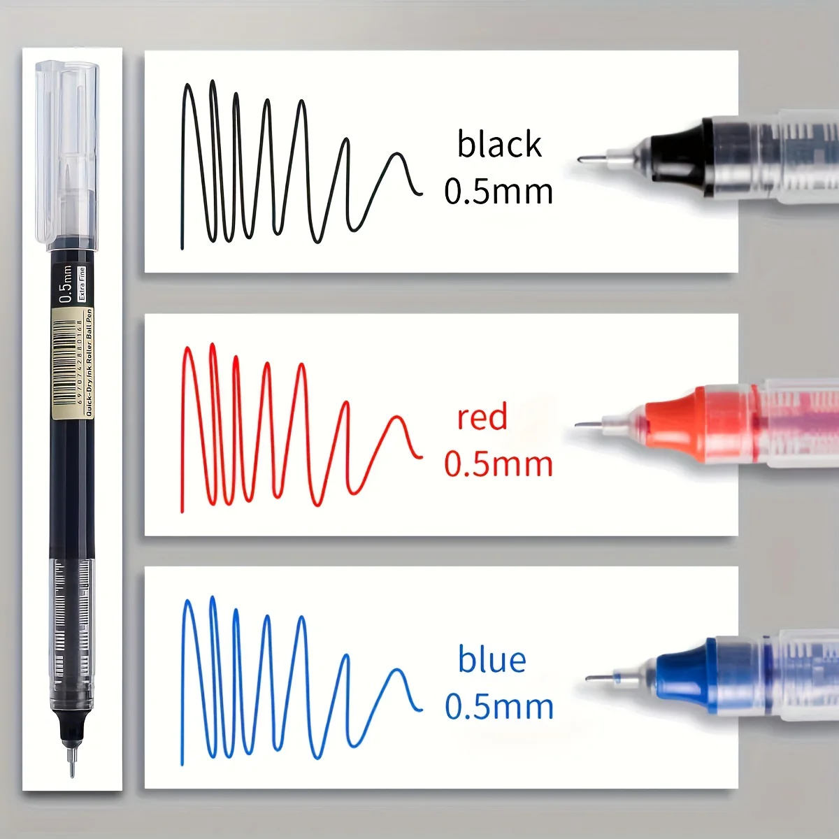 30pcs Quick-Dry Gel Pens - 0.5mm Fine Tip, Black, Blue, Red | Smooth Writing, Fast-Drying Ink, Durable for Students, Office, and Everyday Use